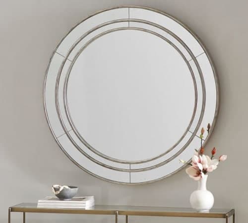 Marlena Round Antique Glass Frame Wall Mirror image