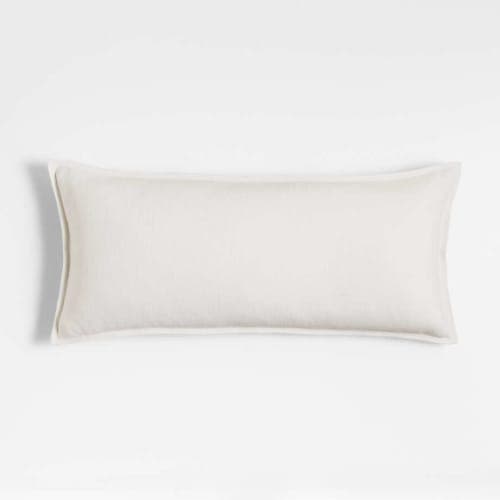 White Laundered Linen Pillow with Insert-36"x16" image