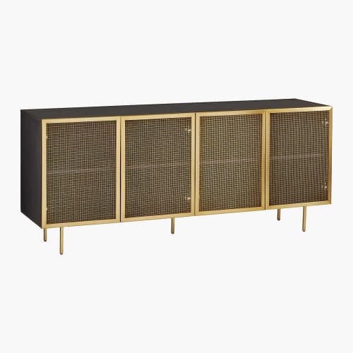 Trace Brass Wire Mesh Cabinet Credenza image