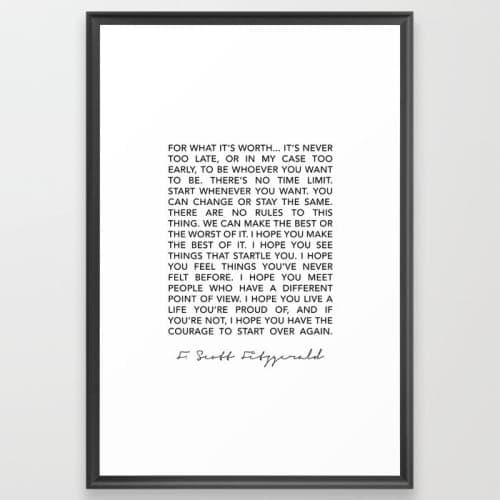Quote Poster Framed Art Print with Frame 24"x36" image