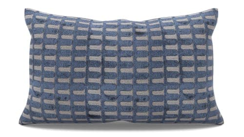 Cut Velvet Archways Pillow Cover - 12"x21" - Regal Blue image