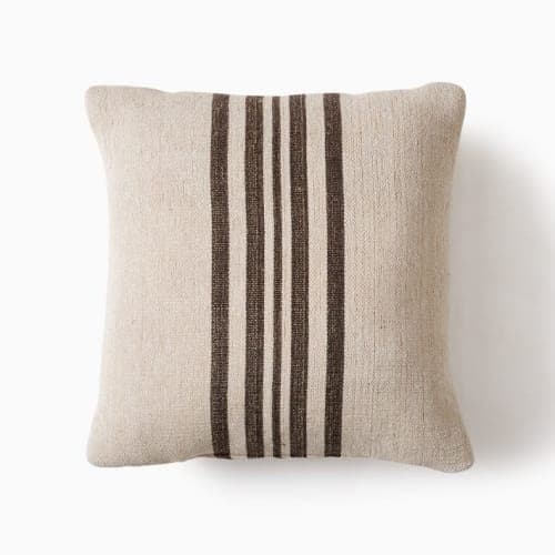 Natural Center Stripe Indoor Outdoor Pillow With Insert-18"x18" image