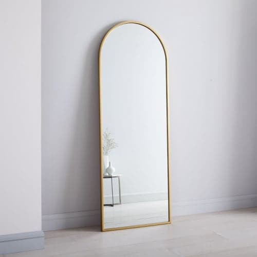 Metal Frame Arched Floor Mirror image