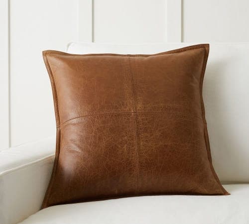 Pieced Leather Pillow Cover image