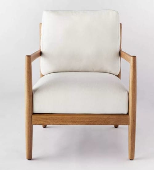  THRESHOLD LADDER BACK WOOD ARM ACCENT CHAIR CREAM  image