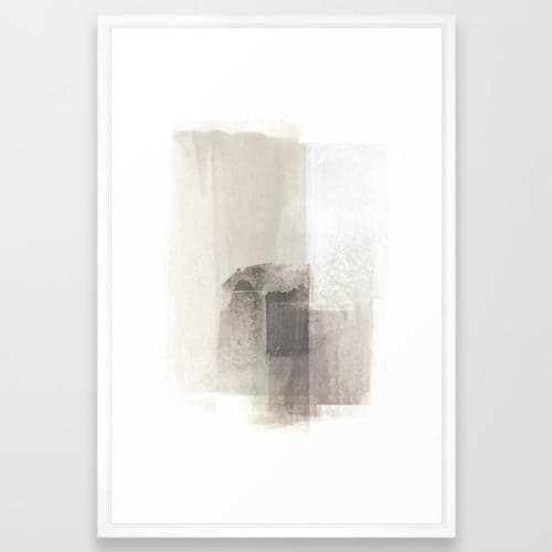 Beige and Brown Minimalist Abstract Painting Art Print with Frame 24" x 36" image