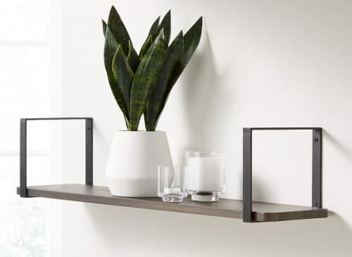 Riggs Charcoal Shelf with Black Square Brackets image