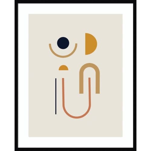 Sunrise Golden Retro Geometric Abstract Framed image