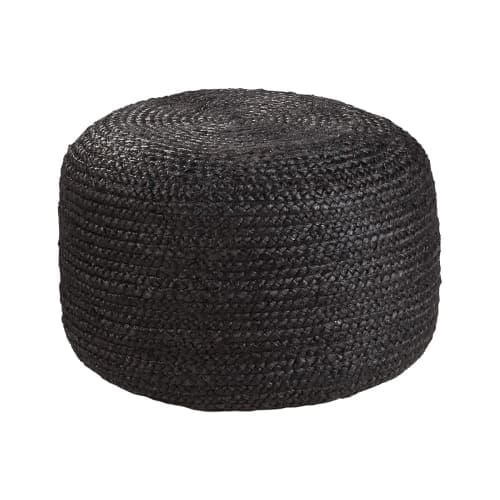 BLACK BRAIDED JUTE POUF image