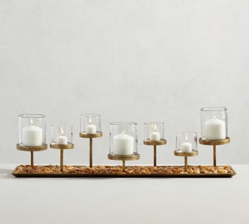 Draper Brass Pillar Candle Centerpiece image