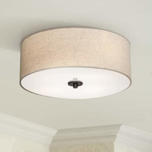 Sylvan 18 Wide Oatmeal Drum Ceiling Light image