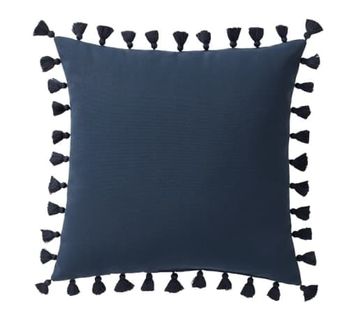 Tassel Trim Indoor Outdoor Pillow With Insert-18"x18" image