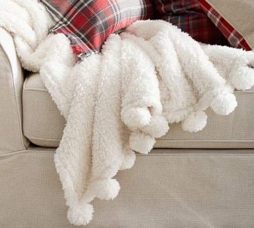 Cozy Pom Pom Sherpa Throw image