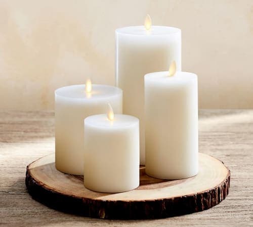Premium Flickering Flameless Wax Pillar Candles Set of 4 image