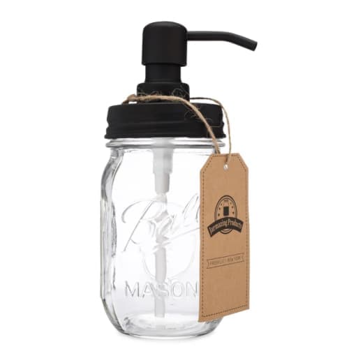 Mason Jar Soap & Lotion Dispenser Jarmazing Products Color: Gloss Black image