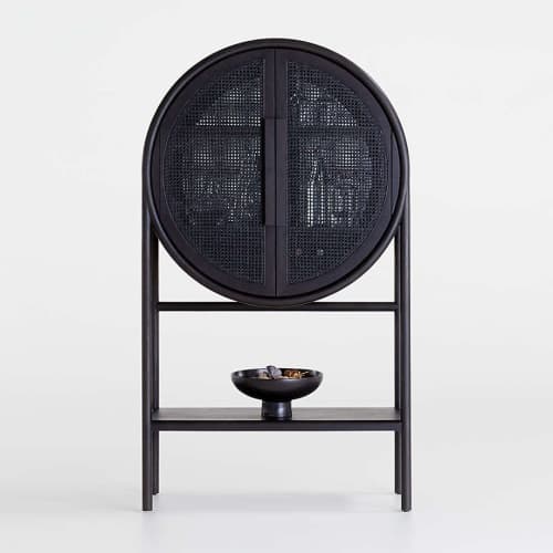 West Charcoal Cane Bar Cabinet image