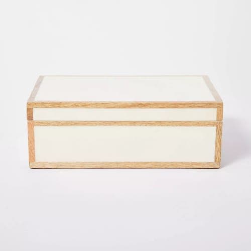 Decorative Wood Edge Trim Box with Resin Inlay Ivory image