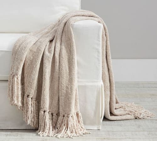 Chenille Hand Knotted Fringe Throw image
