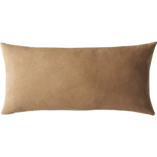 Suede Camel Tan Pillow With Down Alternative Insert-23"x11" image