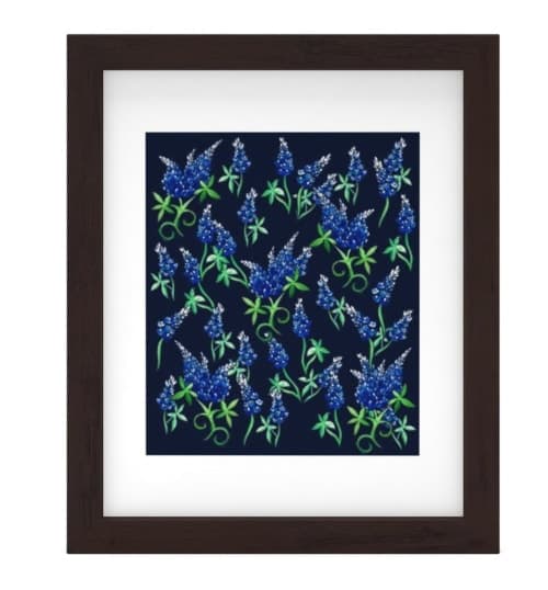 Texas Bluebonnets Art Print With Frame-10"x12" image