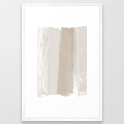Beige Ombre Minimalist Abstract Painting Art Print with Frame 24" x 36" image