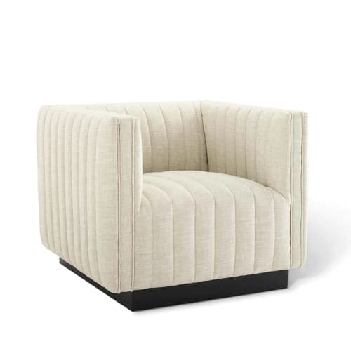 Journe Channel Tufted Fabric Armchair - Beige image