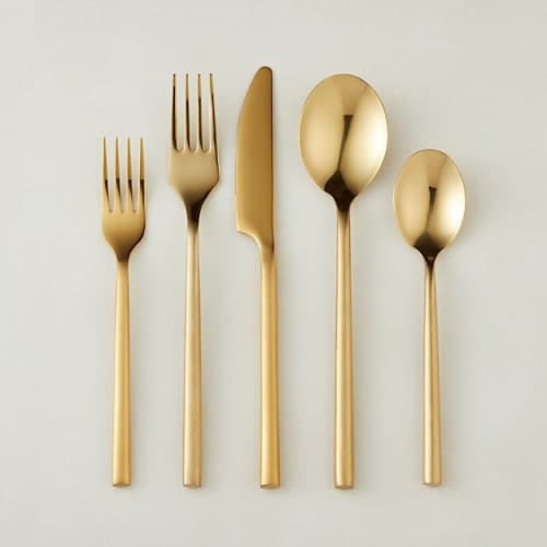 20 PIECE RUSH BRUSHED GOLD FLATWARE SET(large fork) image