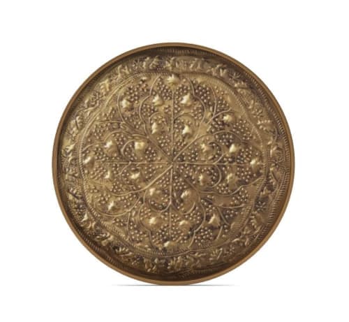 Embossed Brass Antique Medallion Wall Art Set Gold image