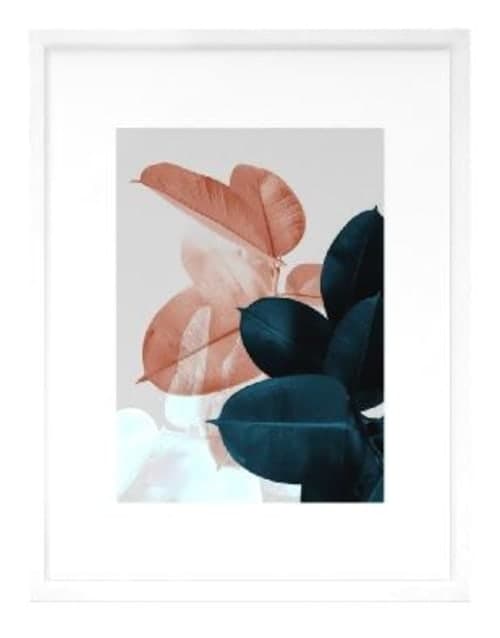 Blush And Blue Leaves Art Print With Frame 20''x26 image