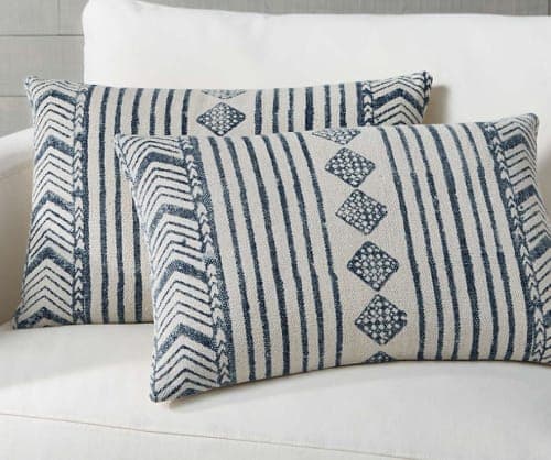 Marek Faded Blue Geometric Lumbar Pillows Set of 2 With Insert-24"x16" image