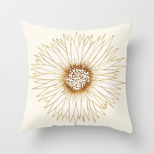 Gold Sunflower Throw Pillow With Insert-18"x18" image