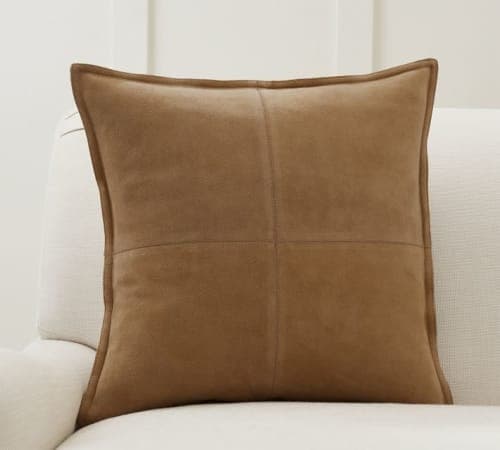 Pieced Suede Pillow Covers Without Inserts Camel image