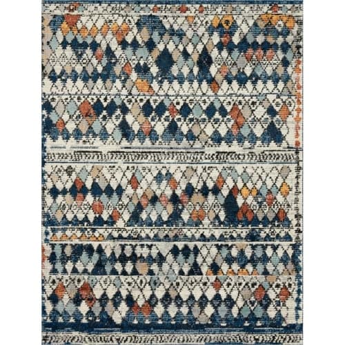Hoder Southwestern Navy Blue Beige Area Rug image