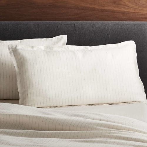 Pure Linen Pinstripe Warm White King Pillow Sham 36"x20" image