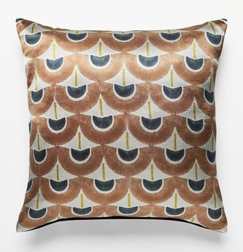 Fan Blockprint Pillow With Insert- 20"x20" image