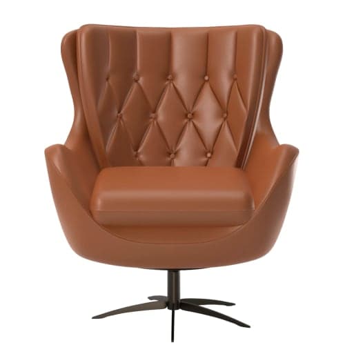 Wells Petite Tufted Leather Swivel Armchair image