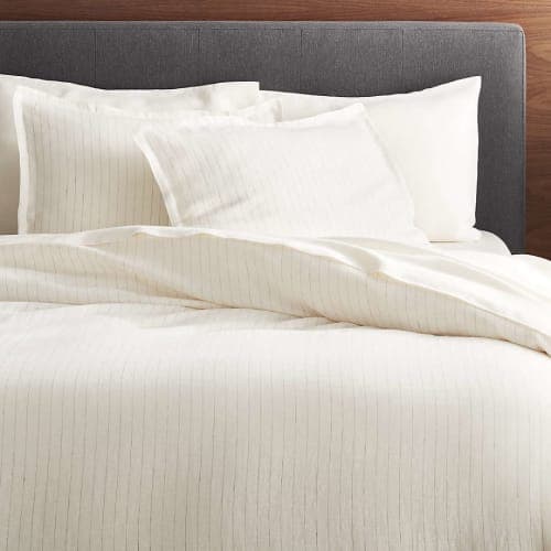 Pure Linen Pinstripe Warm White Standard Pillow Sham-26''x20'' image